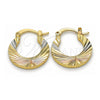 Oro Laminado Small Hoop, Gold Filled Style Diamond Cutting Finish, Tricolor, 02.102.0043.25
