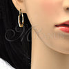 Oro Laminado Small Hoop, Gold Filled Style Diamond Cutting Finish, Tricolor, 02.102.0046.25
