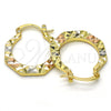 Oro Laminado Small Hoop, Gold Filled Style Diamond Cutting Finish, Tricolor, 02.102.0046.25