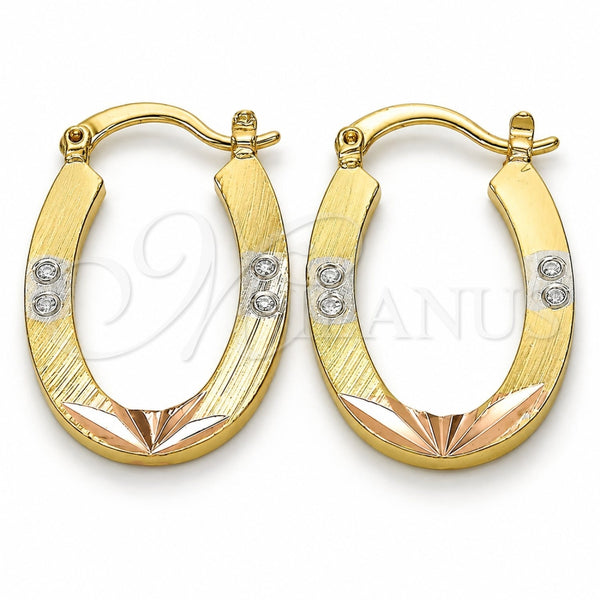 Oro Laminado Small Hoop, Gold Filled Style Diamond Cutting Finish, Tricolor, 02.102.0047.20