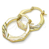 Oro Laminado Small Hoop, Gold Filled Style Diamond Cutting Finish, Tricolor, 02.102.0049.25