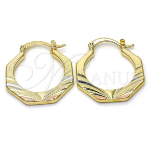 Gold Filled Hoop Earrings — Small Hoop Diamond Cutting Tricolor 02. — main product view — SKU 116872 | Oro Laminado aretes de aro — Small Hoop Diamond Cutting Tricolor 02. — SKU 116872