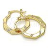 Oro Laminado Small Hoop, Gold Filled Style Diamond Cutting Finish, Tricolor, 02.102.0050.25