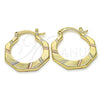 Oro Laminado Small Hoop, Gold Filled Style Diamond Cutting Finish, Tricolor, 02.102.0050.25