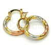 Oro Laminado Small Hoop, Gold Filled Style Diamond Cutting Finish, Tricolor, 02.102.0051.20