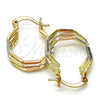 Oro Laminado Small Hoop, Gold Filled Style Diamond Cutting Finish, Tricolor, 02.102.0052.20