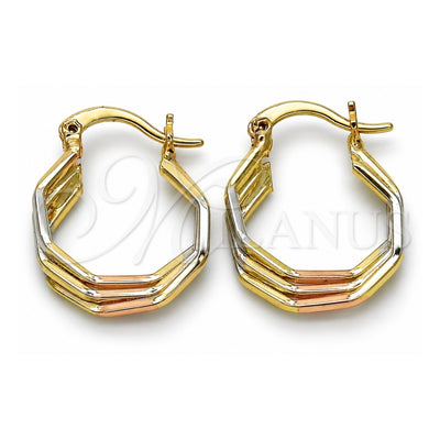 Oro Laminado Small Hoop, Gold Filled Style Diamond Cutting Finish, Tricolor, 02.102.0052.20