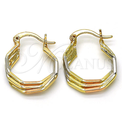 Oro Laminado Small Hoop, Gold Filled Style Diamond Cutting Finish, Tricolor, 02.102.0052.20