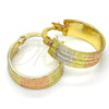 Oro Laminado Small Hoop, Gold Filled Style Matte Finish, Tricolor, 02.102.0054.20
