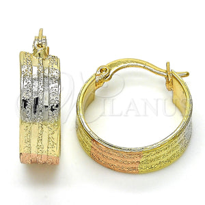 Gold Filled Hoop Earrings — Small Hoop Matte Tricolor 02. — main product view — SKU 116877 | Oro Laminado aretes de aro — Small Hoop Matte Tricolor 02. — SKU 116877