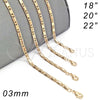 Oro Laminado Basic Necklace, Gold Filled Style Polished, Golden Finish, 04.213.0067.20 (03 MM Thickness, 20 Inches Length)