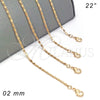 Oro Laminado Basic Necklace, Gold Filled Style Polished, Golden Finish, 04.213.0068.22 (02 MM Thickness, 22 Inches Length)