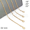 Oro Laminado Basic Necklace, Gold Filled Style Polished, Golden Finish, 04.213.0068.22 (02 MM Thickness, 22 Inches Length)