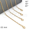 Oro Laminado Basic Necklace, Gold Filled Style Figaro Concave Design, Polished, Golden Finish, 04.213.0069.22 (02 MM Thickness, 22 Inches Length)