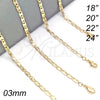 Oro Laminado Basic Necklace, Gold Filled Style Mariner Design, Polished, Golden Finish, 04.213.0070.20 (03 MM Thickness, 20 Inches Length)