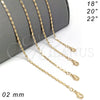 Oro Laminado Basic Necklace, Gold Filled Style Polished, Golden Finish, 04.213.0071.20 (02 MM Thickness, 20 Inches Length)
