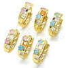 Oro Laminado Huggie Hoop, Gold Filled Style with Multicolor Cubic Zirconia, Polished, Golden Finish, 02.210.0071.15