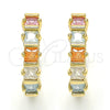 Oro Laminado Huggie Hoop, Gold Filled Style with Multicolor Cubic Zirconia, Polished, Golden Finish, 02.210.0073.15