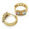 Oro Laminado Huggie Hoop, Gold Filled Style with Multicolor Cubic Zirconia, Polished, Golden Finish, 02.210.0075.15