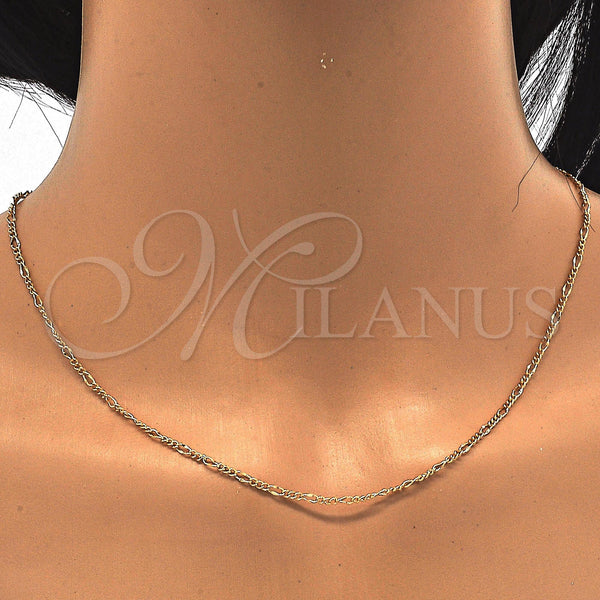 Gold Filled Necklace — Basic Necklace Figaro Concave Design Polished 04. 02 — alternate product view — SKU 116952 | Oro Laminado collar — básico Necklace Figaro Concave diseño pulido 04. 02 — SKU 116952