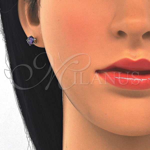 Gold Filled Ring — Stud Earring with Dark Violet Cubic Zirconia Polished — alternate product view — SKU 116959 | Oro Laminado anillo — Stud Earring with Dark Violet Cubic Zirconia pulido — SKU 116959