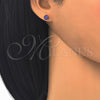Oro Laminado Stud Earring, Gold Filled Style with Dark Violet Cubic Zirconia, Polished, Golden Finish, 5.128.044.2