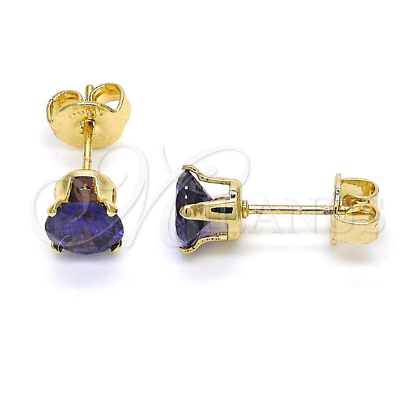 Gold Filled Ring — Stud Earring with Dark Violet Cubic Zirconia Polished — main product view — SKU 116959 | Oro Laminado anillo — Stud Earring with Dark Violet Cubic Zirconia pulido — SKU 116959