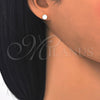 Oro Laminado Stud Earring, Gold Filled Style with White Cubic Zirconia, Polished, Golden Finish, 5.128.110