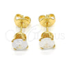 Oro Laminado Stud Earring, Gold Filled Style with White Cubic Zirconia, Polished, Golden Finish, 5.128.110