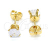 Oro Laminado Stud Earring, Gold Filled Style with White Cubic Zirconia, Polished, Golden Finish, 5.128.110