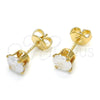 Oro Laminado Stud Earring, Gold Filled Style with White Cubic Zirconia, Polished, Golden Finish, 5.128.110