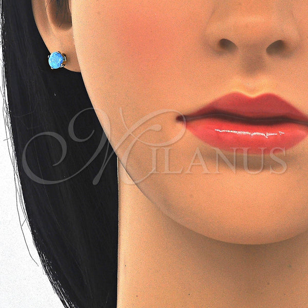 Gold Filled Ring — Stud Earring with Blue Topaz Cubic Zirconia Polished — alternate product view — SKU 116965 | Oro Laminado anillo — Stud Earring with Blue Topaz Cubic Zirconia pulido — SKU 116965