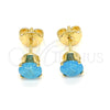 Oro Laminado Stud Earring, Gold Filled Style with Blue Topaz Cubic Zirconia, Polished, Golden Finish, 5.128.111