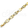Oro Laminado Fancy Bracelet, Gold Filled Style with White Crystal, Polished, Golden Finish, 03.100.0036.1.07