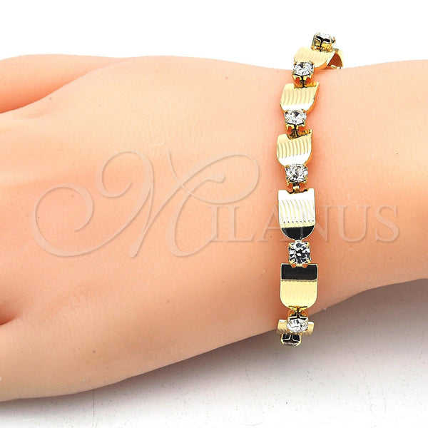 Gold Filled Bracelet — Fancy Bracelet with White Crystal Polished 03. 07 — alternate product view — SKU 116977 | Oro Laminado brazalete — elegante Bracelet with cristal blanco pulido 03. 07 — SKU 116977