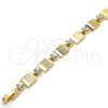 Oro Laminado Fancy Bracelet, Gold Filled Style with White Crystal, Polished, Golden Finish, 03.100.0036.1.07 (07 MM Thickness, 7 Inches Length)