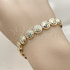 Oro Laminado Fancy Bracelet, Gold Filled Style Diamond Cutting Finish, Golden Finish, 03.100.0046.07 (Thickness, 8 Inches Length)