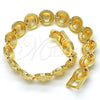 Oro Laminado Fancy Bracelet, Gold Filled Style Diamond Cutting Finish, Golden Finish, 03.100.0046.07 (Thickness, 8 Inches Length)