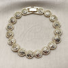 Oro Laminado Fancy Bracelet, Gold Filled Style Diamond Cutting Finish, Golden Finish, 03.100.0046.07 (Thickness, 8 Inches Length)