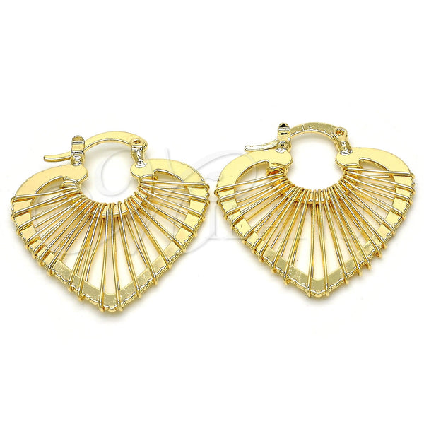Gold Filled Hoop Earrings — Small Hoop Heart Design Polished 02. — main product view — SKU 116993 | Oro Laminado aretes de aro — Small Hoop corazón diseño pulido 02. — SKU 116993
