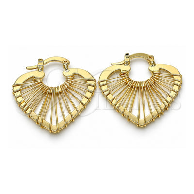 Oro Laminado Small Hoop, Gold Filled Style Heart Design, Polished, Golden Finish, 02.100.0063.25