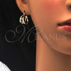 Oro Laminado Small Hoop, Gold Filled Style with Garnet and White Crystal, Polished, Golden Finish, 02.100.0064.15