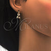 Oro Laminado Small Hoop, Gold Filled Style with Garnet and White Crystal, Polished, Golden Finish, 02.100.0064.15