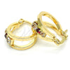 Oro Laminado Small Hoop, Gold Filled Style with Garnet and White Crystal, Polished, Golden Finish, 02.100.0064.15