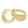 Oro Laminado Small Hoop, Gold Filled Style Leaf Design, Polished, Golden Finish, 02.100.0066.15