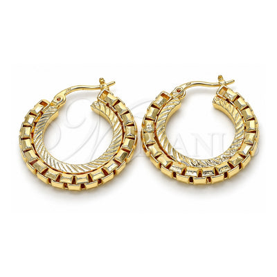 Oro Laminado Small Hoop, Gold Filled Style Diamond Cutting Finish, Golden Finish, 02.100.0067.25