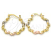 Oro Laminado Small Hoop, Gold Filled Style Diamond Cutting Finish, Tricolor, 02.170.0196.25