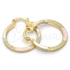 Oro Laminado Small Hoop, Gold Filled Style Diamond Cutting Finish, Tricolor, 02.170.0197.25