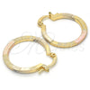 Oro Laminado Small Hoop, Gold Filled Style Diamond Cutting Finish, Tricolor, 02.170.0197.25