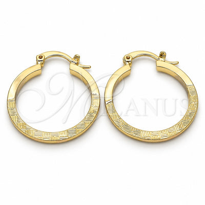Oro Laminado Small Hoop, Gold Filled Style Diamond Cutting Finish, Tricolor, 02.170.0197.25